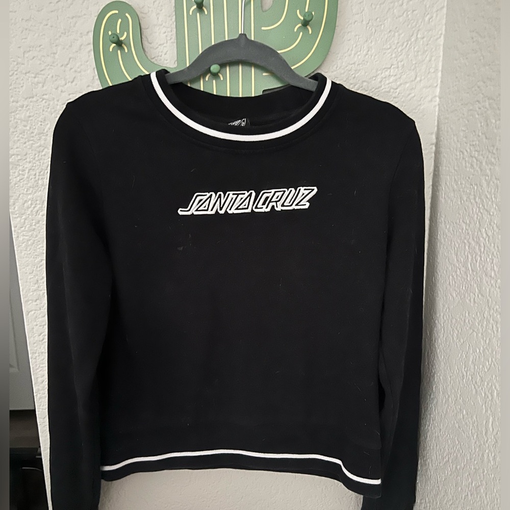 Santa Cruz Skateboards Black Sweatshirt with White Accents
